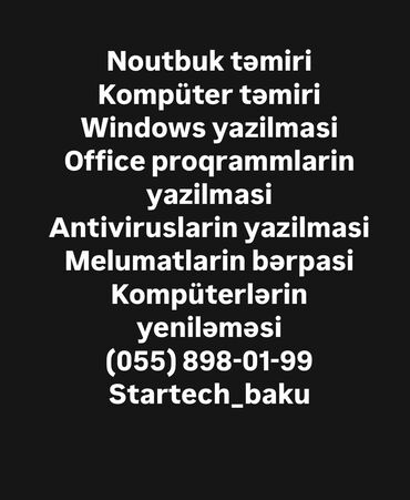 Masaüstü kompüterlər və iş stansiyaları: Noutbuk temiri
Kompüter temiri
Təmir
Temir
Noutbuk
Koçputer