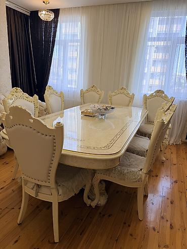 Qonaq otağı üçün, Yeni, Açılan, Dördbucaq masa, 8 stul