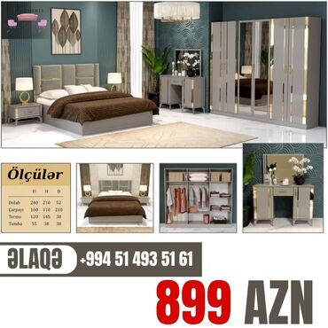 Yataq otağı dəstləri: 2 təknəfərlik çarpayı, Dolab, Tumba, 2 tumba, Azərbaycan, Yeni -da lalafo.az — 29 Yataq otağı dəstləri: 2 təknəfərlik çarpayı, Dolab, Tumba, 2 tumba, Azərbaycan, Yeni — 29