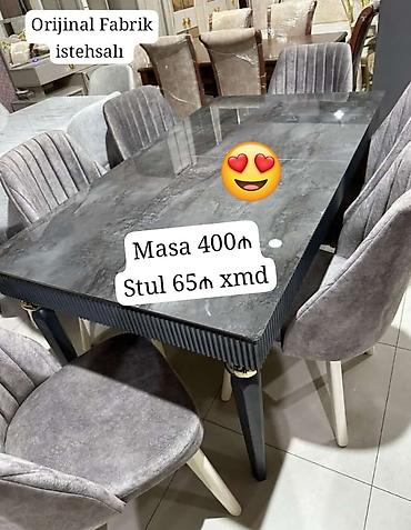 stol stul dəstləri: Qonaq otağı üçün, Yeni, Dördbucaq masa, 6 stul — 1