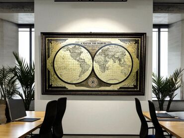 Картины: Элегантное настенное панно с изображением карты мира по версии — 11
