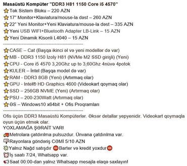 Masaüstü kompüterlər və iş stansiyaları: Masaüstü Kompüter "DDR3 H81 1150 Core i5 4570” ⭐Tək Sistem Bloku – 220 -da lalafo.az — 2 Masaüstü kompüterlər və iş stansiyaları: Masaüstü Kompüter "DDR3 H81 1150 Core i5 4570” ⭐Tək Sistem Bloku – 220 — 2
