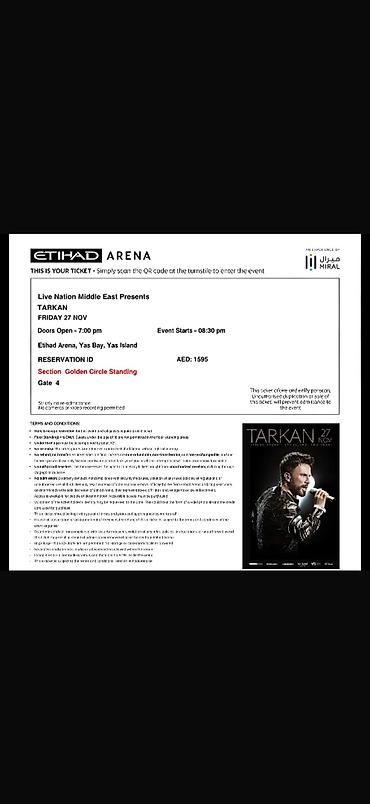 ozcan deniz konserti: Məhsul: Etihad Arena konsert bileti - Tədbir: Live Nation Middle East — 1
