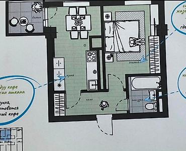 2026: 1 комната, 37 м², Асанбай мкр Элитка, 4 этаж, ПСО (под самоотделку) — 2
