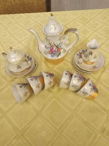 Çay dəsti, rəng - Ağ, Farfor, 6 nəfərlik