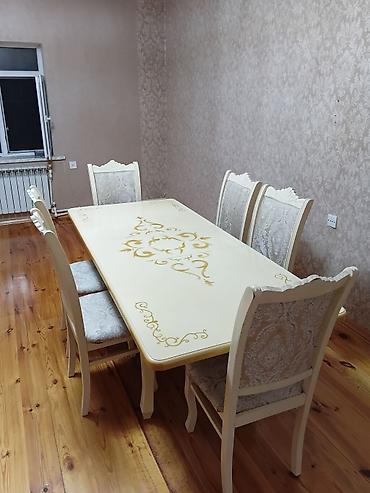 stul uzluyu: Qonaq otağı üçün, İşlənmiş, Açılan, Dördbucaq masa, 6 stul — 2
