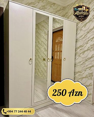 ag mebel: Yeni, 4 qapılı, Güzgülü, Ağ, Açılan, Düz dolab — 1