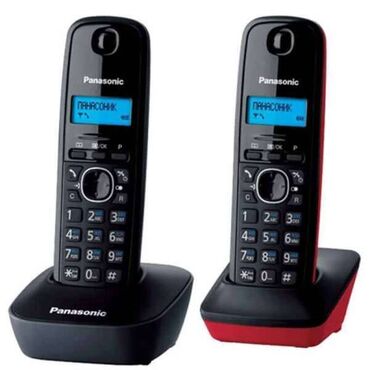 Радиотелефон Panasonic KX-TG1612СА, база + две трубки, черно-серый и