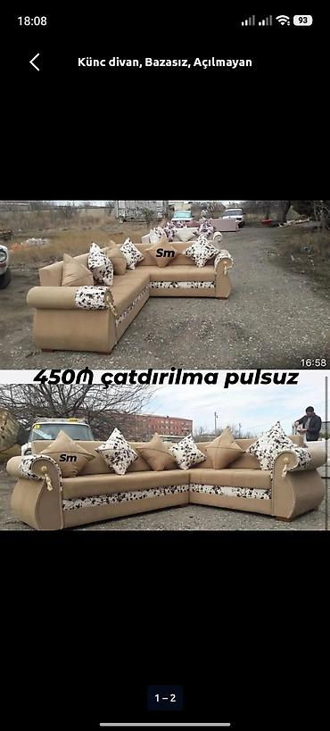divan dəst: Künc divan, Yeni, Açılmayan, Bazasız, Parça, Şəhərdaxili pulsuz çatdırılma — 1