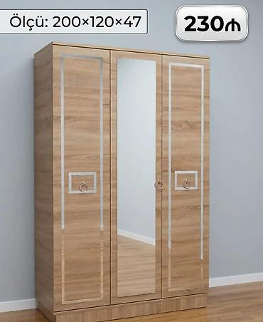 mdf metbex mebelleri: Üç qapılı paltar dolabı – funksional və estetik dizayn Model 1: - — 1