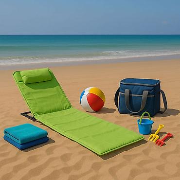 slike: Ležaljka sklopiva za plažu 140x39 cm, zelena – LP-722000Z-310 Opis: - — 1