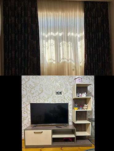 kitab rəf: Qonaq otağı üçün dəst: TV stendi və pərdə komplekti - TV stendi: İki — 1