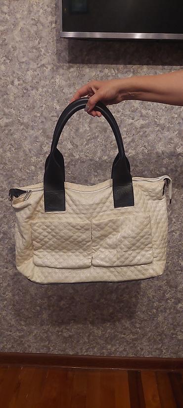 Çantalar: Qadın çantası – krem rəngli, quilted (romblı tikişli) dəri — 1