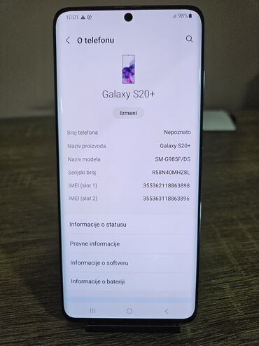 Elektronika: Samsung Galaxy S20 Plus, 128 GB, bоја - Siva, Fingerprint, Dual SIM cards, Face ID