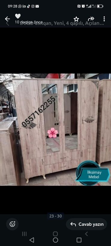 Dolablar: Yeni, 4 qapılı Düz dolab, Dolab-asılqan — 10