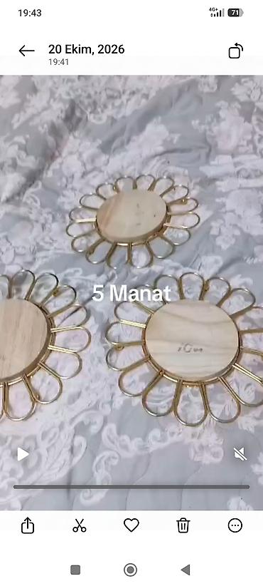 su sizma sirkəti: Dekorativ altlıq dəsti – günəş formalı - Material: ağac mərkəzli — 1
