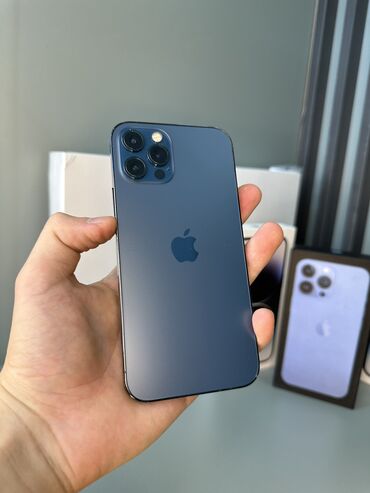 Apple iPhone: IPhone 12 Pro, Б/у, 128 ГБ, Синий, Защитное стекло, Чехол, В рассрочку, 80 %