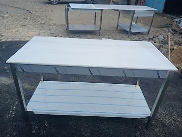 Paslanmayan metaldan hazırlanmış peşəkar iş masası. Mətbəx, restoran — 7