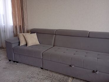 сосна россия: Угловой диван, цвет - Серый, Б/у