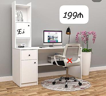 купить кресло: Masaüstü iş masası – 199₼ - Rəng: ağ - L‑şəkilli dizayna yaxın geniş — 1
