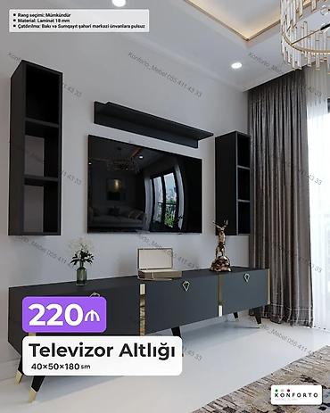 divarda kitab refleri: Televizor altlığı – müasir dizayn Ölçü: 40 × 50 × 180 sm Material — 1