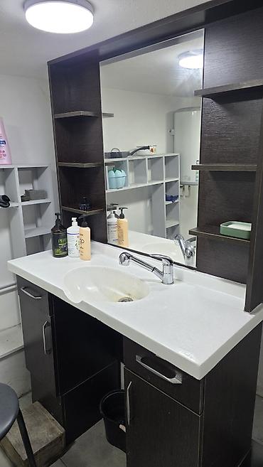hamam ucun aksessuarlar: Salon üçün lavabo modulu – güzgülü, rəflərlə - Tərkib: geniş güzgü — 2