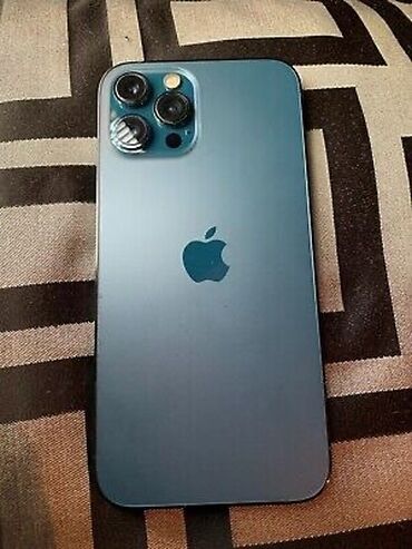 Apple iPhone: IPhone 12 Pro Max, Б/у, 128 ГБ, Pacific Blue, Защитное стекло, Чехол, 100 %
