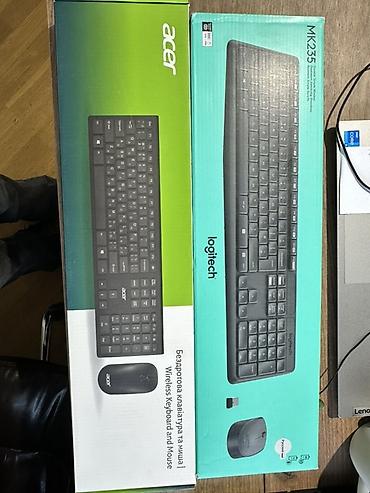 Masaüstü kompüterlər və komponentlər: Acer və Logitech simsiz klaviatura–siçan dəstləri 1) Acer Wireless — 1