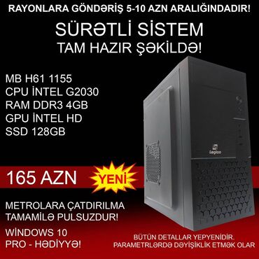 monitor dell: Ofis üçün Kompüterlər "Legion DDR3 H61 1155 Pentium G2030” ⭐Tək Sistem