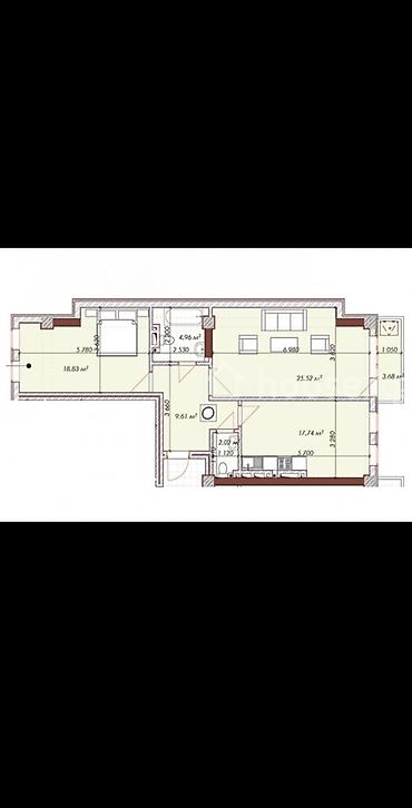 южная магистраль: 2 комнаты, 62 м², Элитка, 8 этаж, ПСО (под самоотделку) — 1