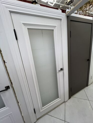 Doors with glass: Межкомнатная дверь со стеклом, МДФ, цвет - Белый