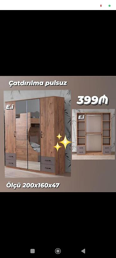 ayaqqabı ucun qarderob: Geniş tutumlu qarderob şkafı - Ölçü: 200 x 160 x 47 sm - Material — 1