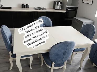 TECILI masa 4 stulla 280 manata satılır .catdırlma pulsuz.masa