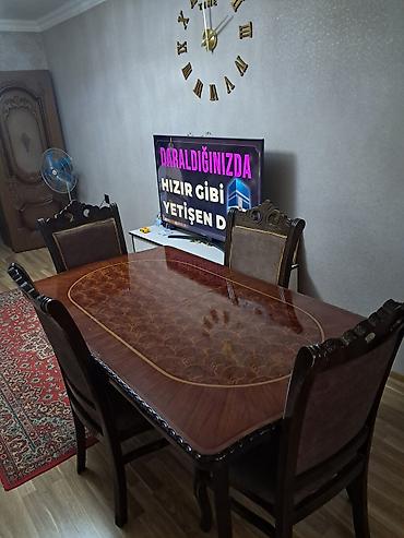 bag stol: Yemək masası və 4 ədəd stul dəsti - Klassik üslubda, bərk ağac — 2