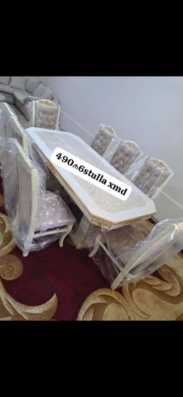 usaq stol stulu: Для гостиной, Новый, Прямоугольный стол, 6 стульев