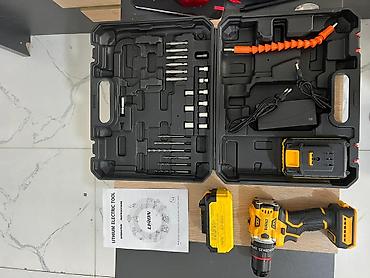 Akkumulyatorlu zərbəli matkap/şurupqaytaran + 360° xətt lazer dəsti