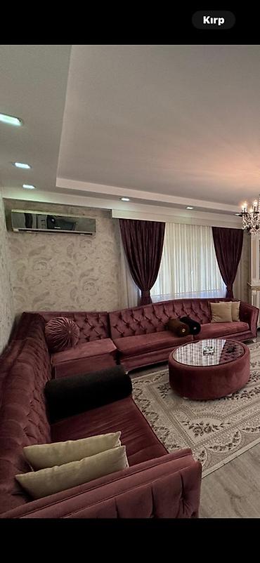 kunc mebel: Mahir bənövşəyi rəngdə künc divan dəsti - L‑formal künc yerləşimi — 1