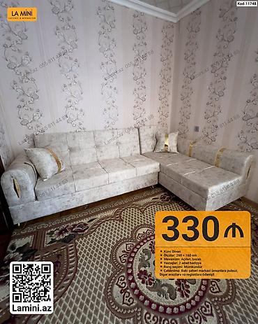 Mebel: Künc divan. Ölçüləri: 260 x 160 sm. Mexanizm: açılan, bazalı — 1