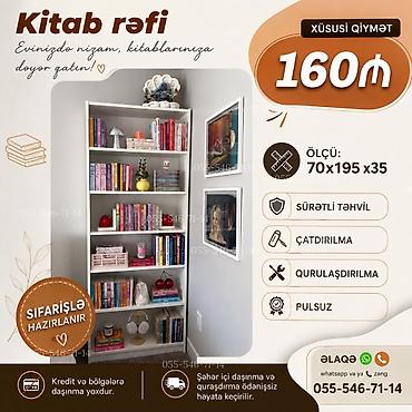 kitab refleri satilir: Kitab rəfi - Ölçü: 70 x 195 x 35 sm - Sürətli təhvil - Çatdırılma - — 1