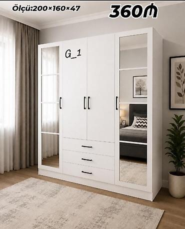 divarda kitab refi: Ağ rəngli, müasir dizaynlı qarderob • Model: G_1 • Ölçü: 200 × 160 × — 1