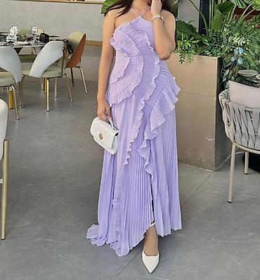 kirayə geyim: Kiraye geyim. lavanda rəngində uzun don - Model: asimmetrik kəsimli — 1