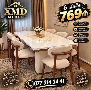 XMD Mebel – Yemək dəsti – 6 ədəd stul ilə birlikdə – Qiymət: 769 ₼ lalafo.az -da XMD Mebel – Yemək dəsti – 6 ədəd stul ilə birlikdə – Qiymət: 769 ₼