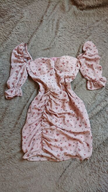 розовое платья: Повседневное платье, Лето, Короткая модель, XL (EU 42)