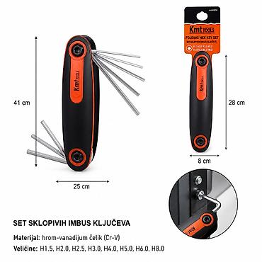 KMT 8-delni sklopivi set heksagonske glave 2309095 Opis: - Sklopivi