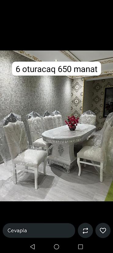 saloglu masalar: Qonaq otağı üçün, Yeni, Açılmayan, Oval masa, 6 stul — 1