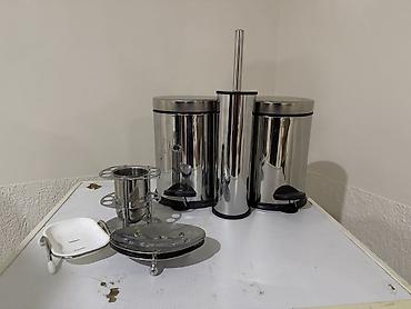 hamam dekoru: Vanna otağı üçün paslanmayan poladdan aksesuar dəsti - 2 ədəd pedallı — 1