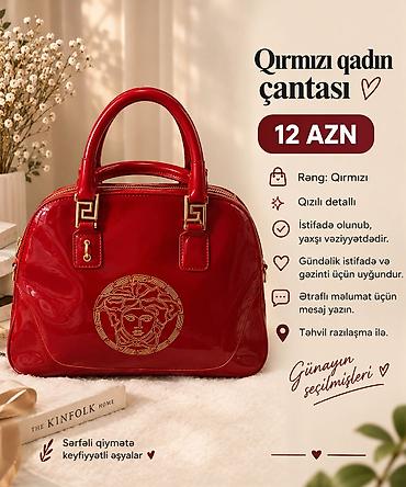Qırmızı qadın çantası - Qiymət: 12 AZN - Rəng: Qırmızı - Qızılı lalafo.az -da Qırmızı qadın çantası - Qiymət: 12 AZN - Rəng: Qırmızı - Qızılı