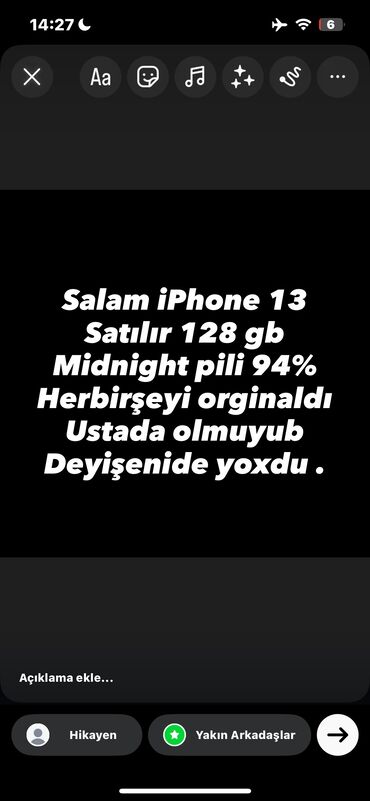 tecno spark 20 pro ikinci el: IPhone 13, 128 GB, Midnight, Face ID
