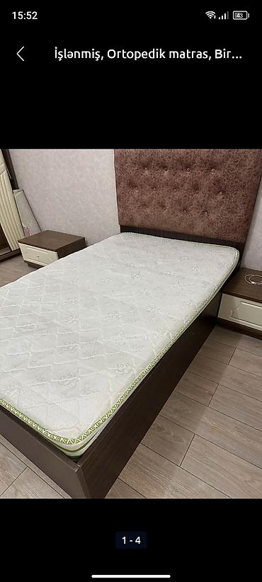 siyirmeli: Təknəfərlik çarpayı qəhvəyi rəngdə parçadan hazırlanmış yumşaq — 2