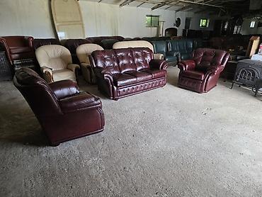 Stilske garniture: Kožni set za dnevni boravak – bordo - Komplet: trosed + 2 fotelje - — 5